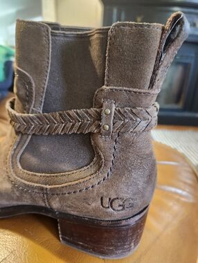 UGG Women's Brown Ankle Boots - Braided Strap